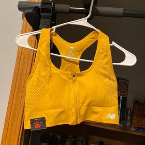 yellow zip up sports bra